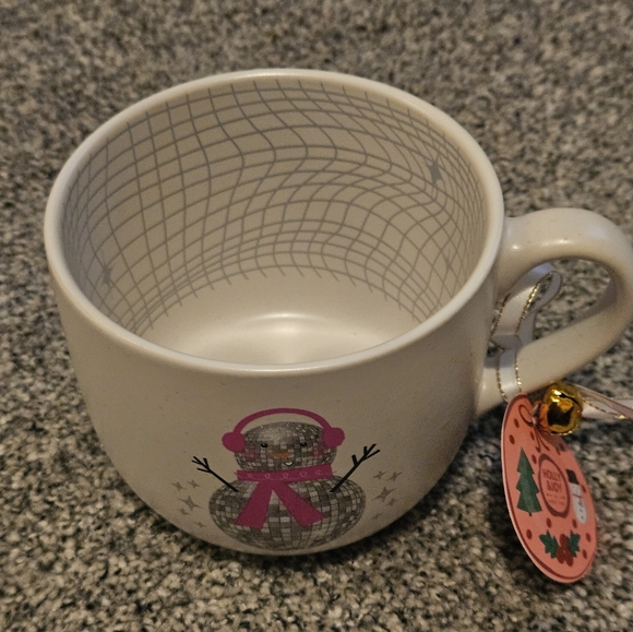 Pink Disco Snowman Mug Adorable Cute Christmas NWT - Picture 3 of 3
